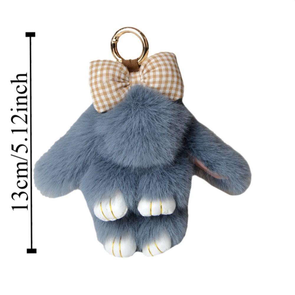 Lovely Play Dead Rabbit Doll Fashion Rabbit Fur Keychain Pluff Bunny Keychain  Girlfriend