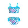 Toddler Girls Swimsuits Two-Pieces Halter Bathing Suits 3D Printed Ruffled Beach Swimwear Quick Dry Swimwear Mermaid Bikini Suit 2-9T
