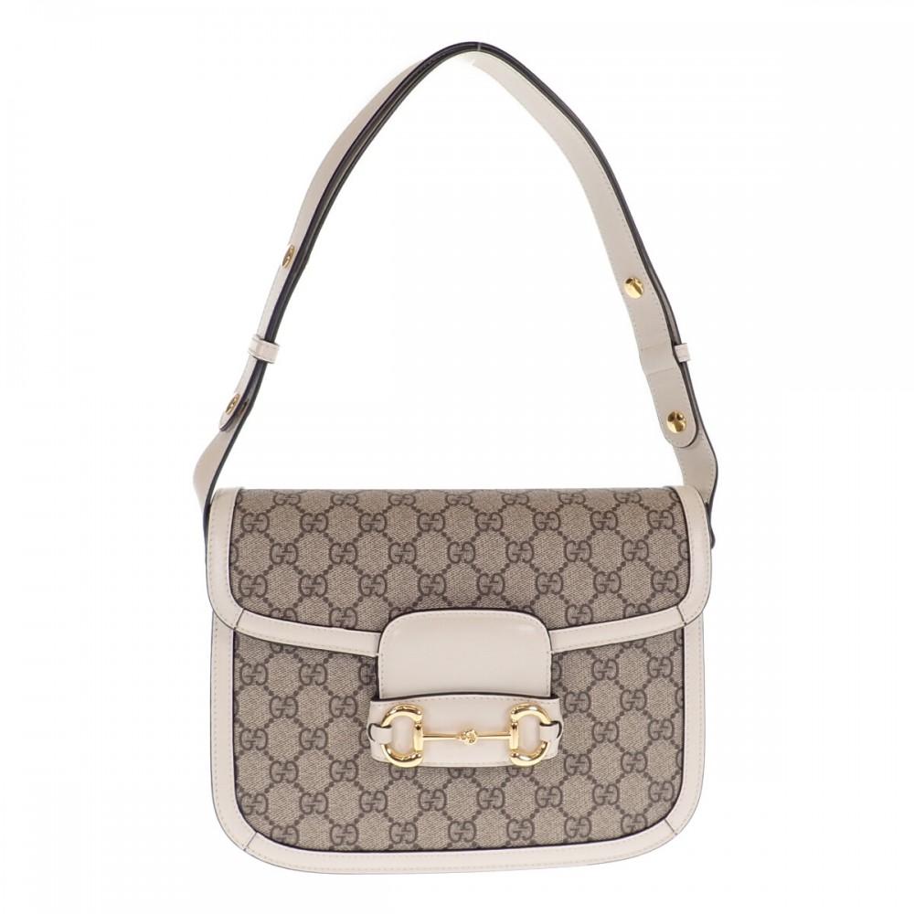 GUCCI  602204_92TCG_9761 Shoulder Bag beige/Ebony GG Supreme Canvas/leather Women