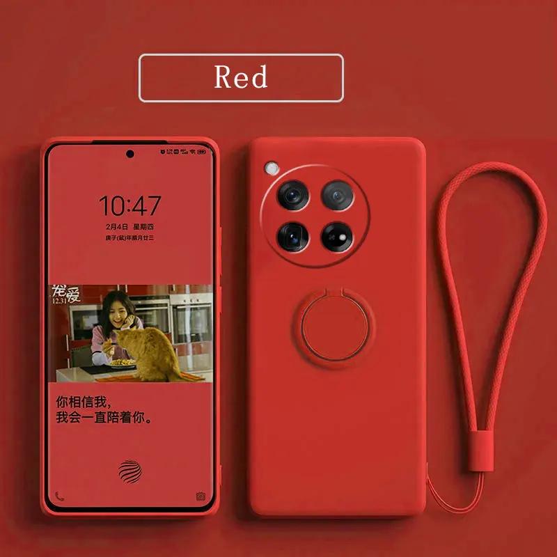 Чехол для OnePlus 13 12 Чехлы Жидкий Силикон Кольцо Подставка Телефон Чехол Коке для OnePlus 1+12 13 Чехол Противоударный Бампер Задняя Крышка Funda