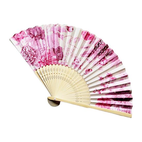 Складной веер в японском стиле с цветком, портативный летний ручной бамбуковый охлаждающий вентилятор, украшение для танцевального представления, реквизит для костюмов для вечеринок