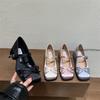 Мода 2025 Весна Осень Туфли Мэри Джейн Модные Туфли Лодочки с Неглубоким Круглым Носком и Средним Каблуком Женские Элегантные Уличные Одинарные Туфли