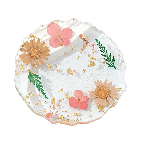 Handmade Resin Coaster Dried Flowers Cup Mat Heat-Resistant Clear Waterproof Table
