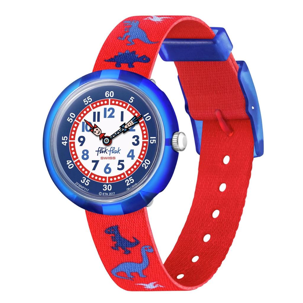 Swatch Flik Flak Story Time Dinosauritos Watch for Red Kids' (FBNP117) Boys,
