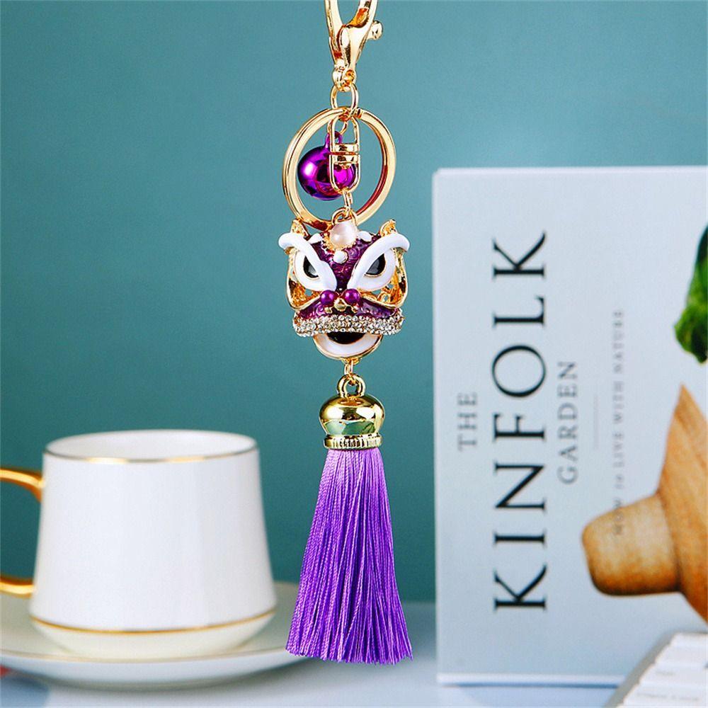 Ancient Mascot Lion Wake Keychain Chinese Style Lion Dance Keychain   Women Bags Holder