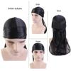 Имитация шелкового атласа Durags Длинный хвост Тюрбан Шляпа Этническая ветровая повязка Пиратская шапка Обернутые шапочки Doo Rags Du-rag Waves Головной убор