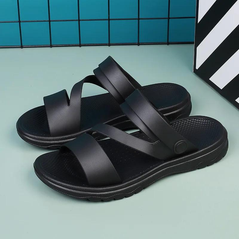 Мужские сандалии 2025 года, уличные мужские тапочки, удобная пляжная повседневная обувь, нескользящие, дышащие римские сандалии, шлепанцы, садовая обувь