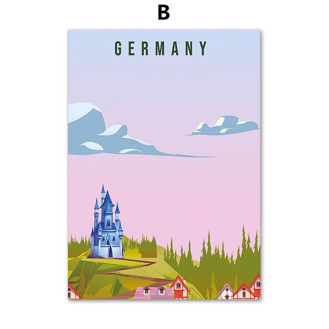 Германия Исландия Франция Япония город настенная живопись холст живопись мультфильм путешествия плакат и принт настенные панно для декора гостиной