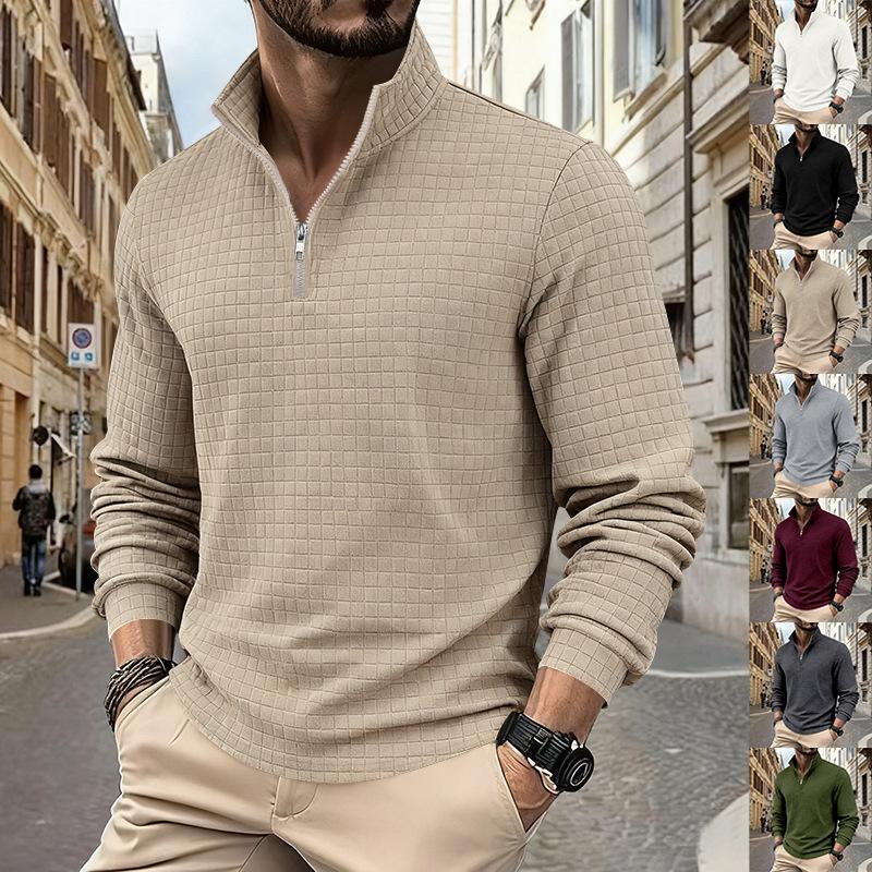 Осень/Зима Оверсайз Тяжелый Вес Повседневный Худи для Поездок Простой Воротник-стойка Молния до середины Мужской