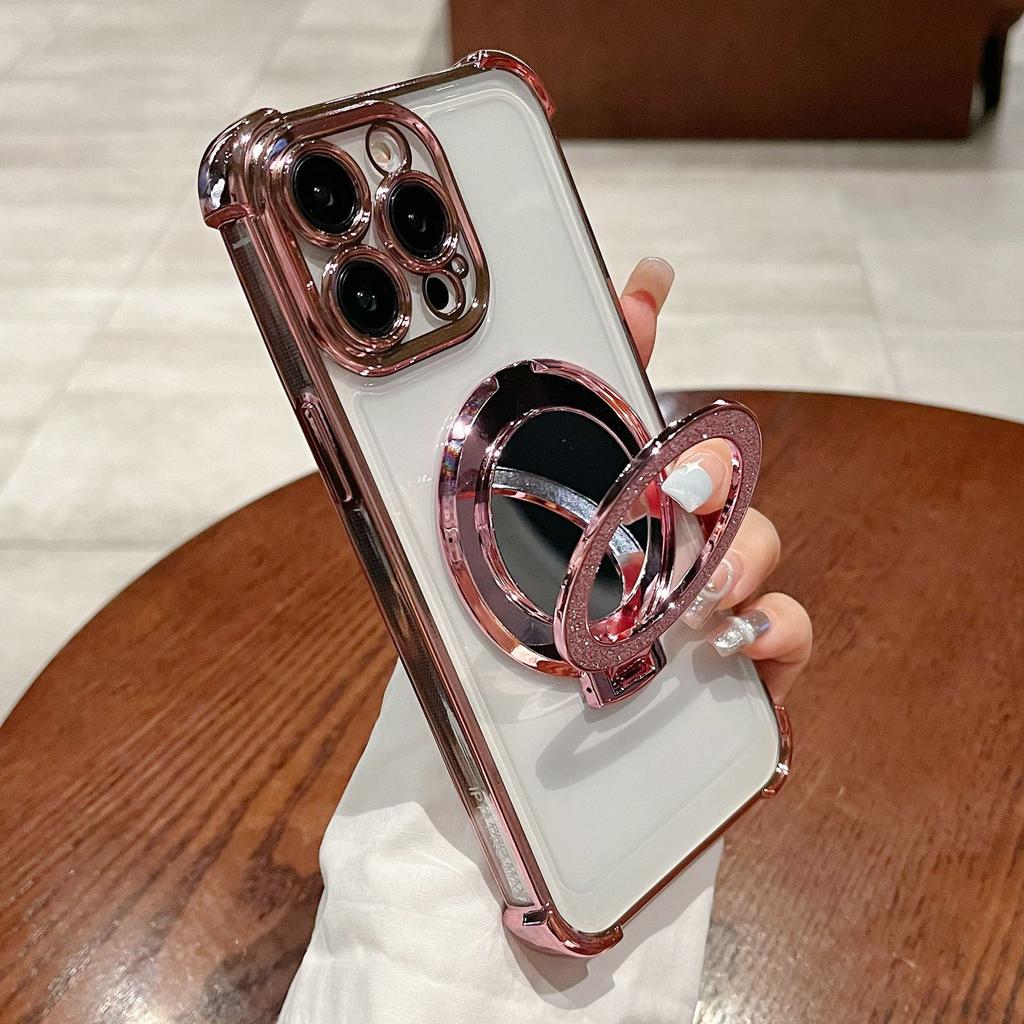 Подходит для чехла для мобильного телефона Apple 15P, чехол с блестками, магнитный держатель-кошелек с гальваническим покрытием, 14 чехол с защитой от падения с четырех углов, 16