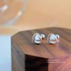 Simple Double Love Screw Earrings for Female Daily Students with Ear Holes and Hypoallergenic Earrings
