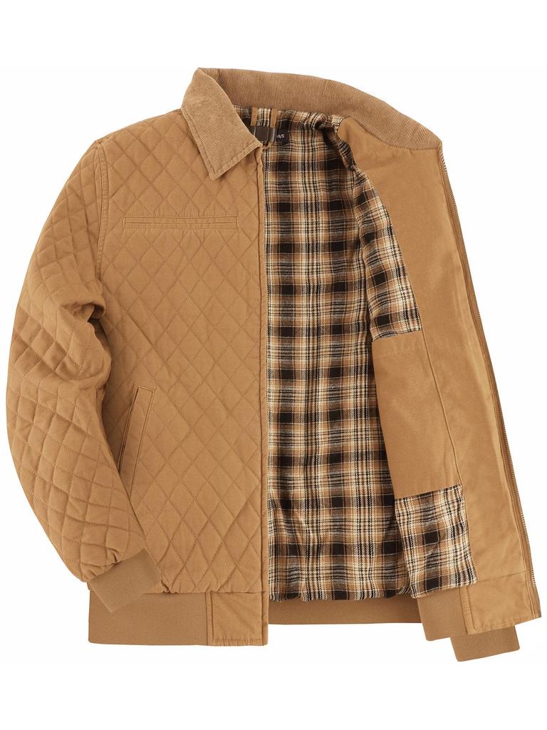 Мужская стеганая куртка из хлопкового холста, американского размера, утепленная теплой фланелью