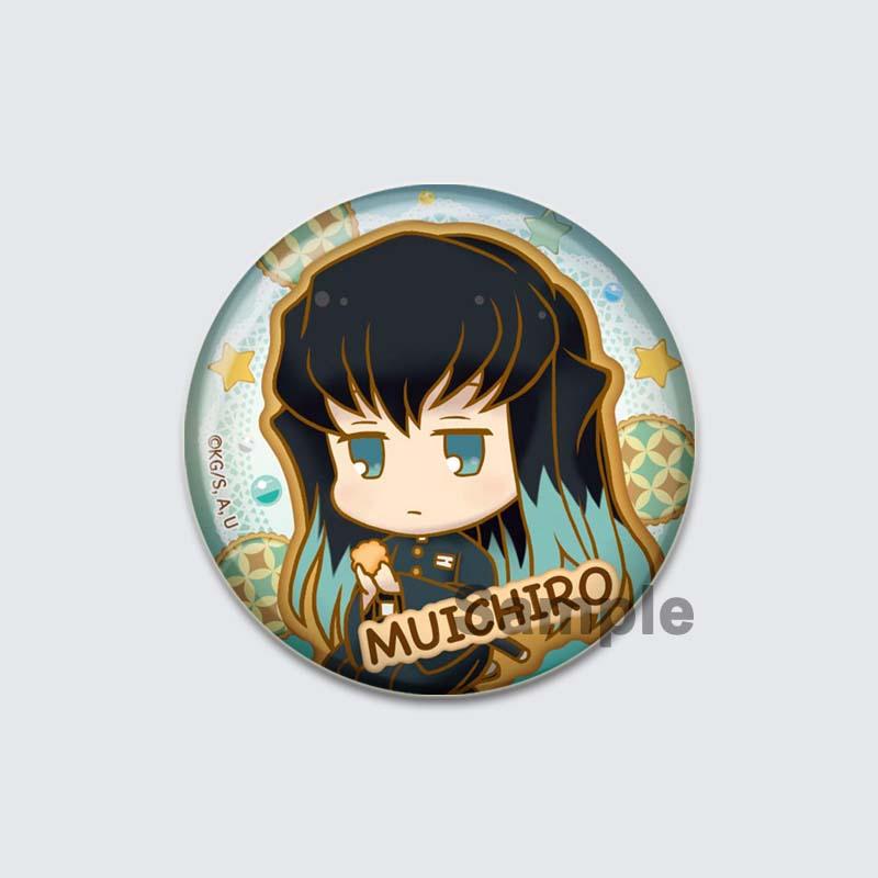 32/44/58mm Kamado Tanjirou Hashibira Inosuke Pin Kochou Shinobu Kamado Nezuko Tsuyuri Kanao Agatsuma Zenitsu Anime Brooche Handmade Demon Slayer Badge