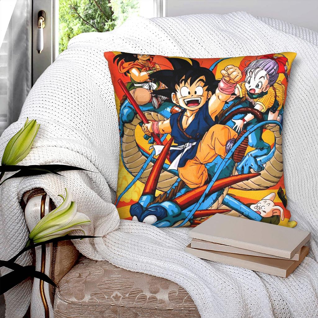 Goku Dragon Ball Square Pillow Case Anime Manga Cushion Cover Vintage Zipper Decorative Pillowcase for Home 45x45cm