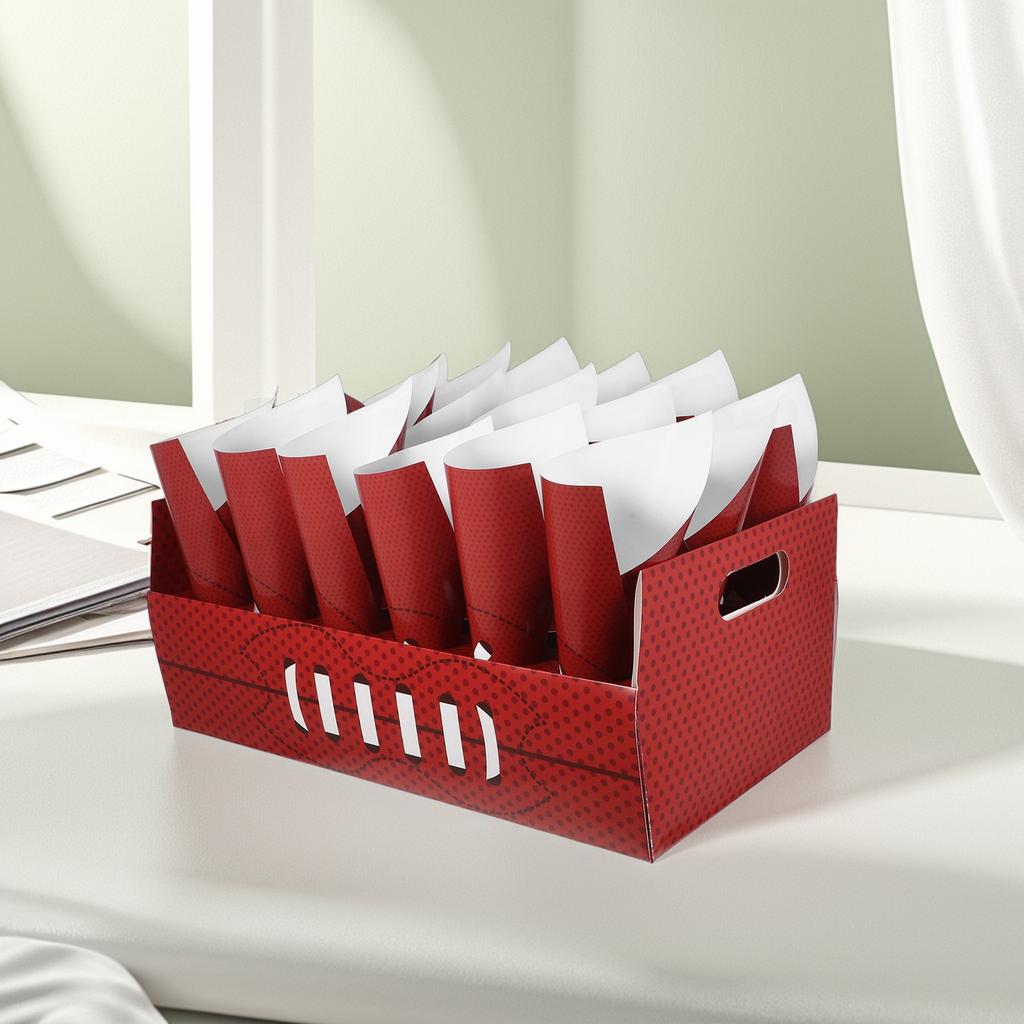 30Pcs Snack Cone Holder Popcorn Paper Cones Thickened Sports Theme Party Food Container Fries Chicken Baking Dessert Cup