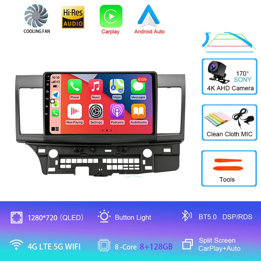 Для Mitsubishi Lancer 2007-2012 Android 14 4G Автомагнитола Автомагнитола Мультимедиа Видеоплеер Навигация GPS 2din 2 Din Carplay