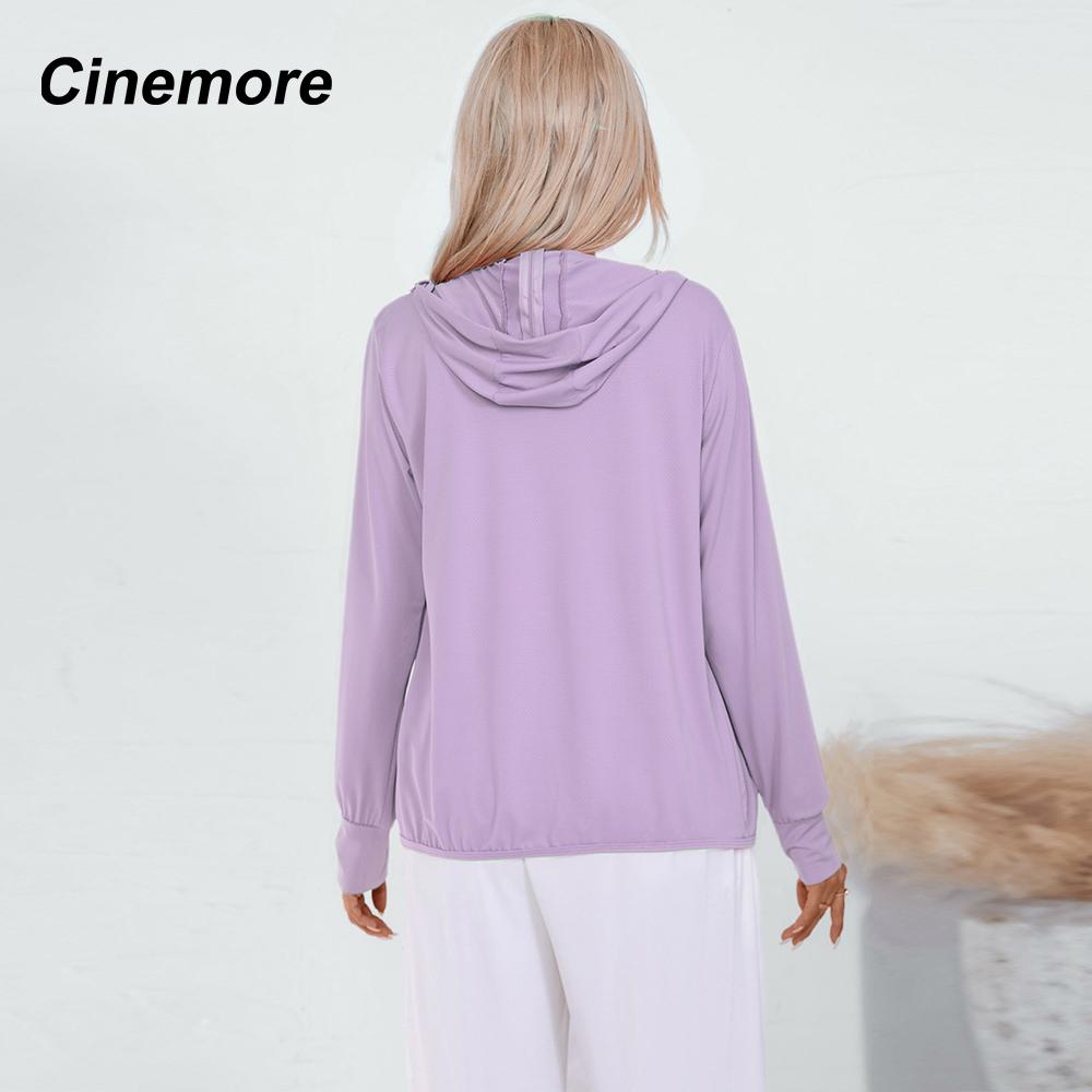 Cinemore Женская летняя модная тонкая солнцезащитная куртка с защитой от ультрафиолета, повседневная ветровка с капюшоном и длинными рукавами, ветрозащитное пальто, верхняя одежда