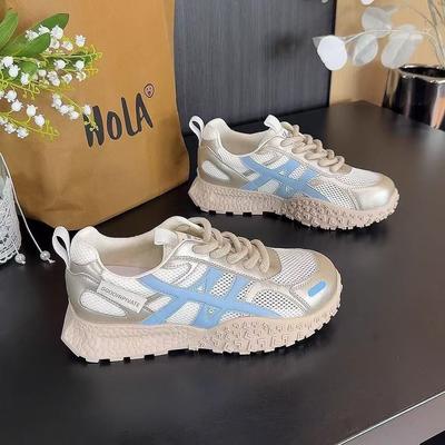 Сетчатые дышащие универсальные кроссовки на толстой подошве Forrest Gump женские модели-хиты продаж весна-лето 2025 года, цветные, на толстой подошве, спортивные и для отдыха