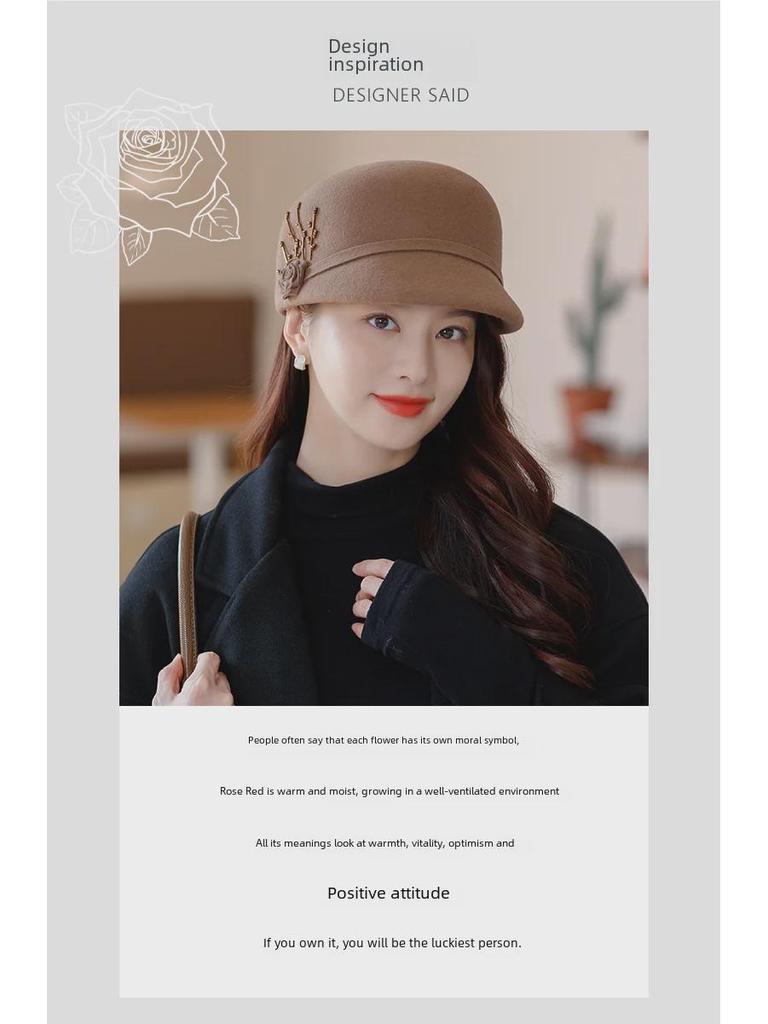 2022 New Women's Autumn/Winter Black Wool Beret - Trendy Korean Duckbill Cap, Face-Revealing, All-Match Style