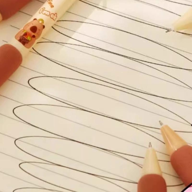 4Pieces Cartoon Gel Inks Pen 0.5MM Retractable Gel Pen Quick Drying Refillable Journaling Pen for Writing Note Taking