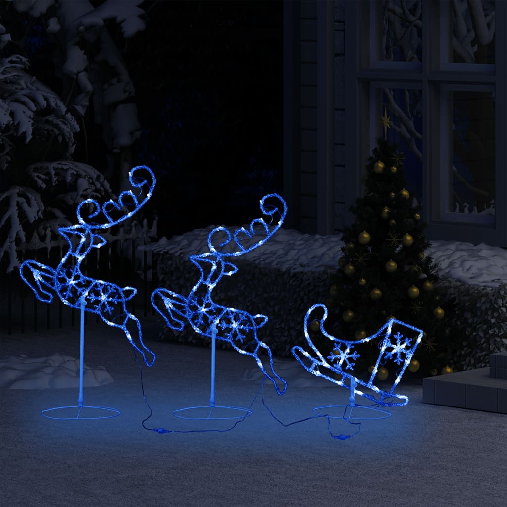 Christmas Decoration LED Reindeer & Sled Acrylic 260 x 21 x 87 cm Blue