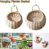 Подвесная корзина для кашпо, плетеный настенный цветочный горшок, плетеный из лозы, ваза из ротанга, полукруглое кашпо для перил