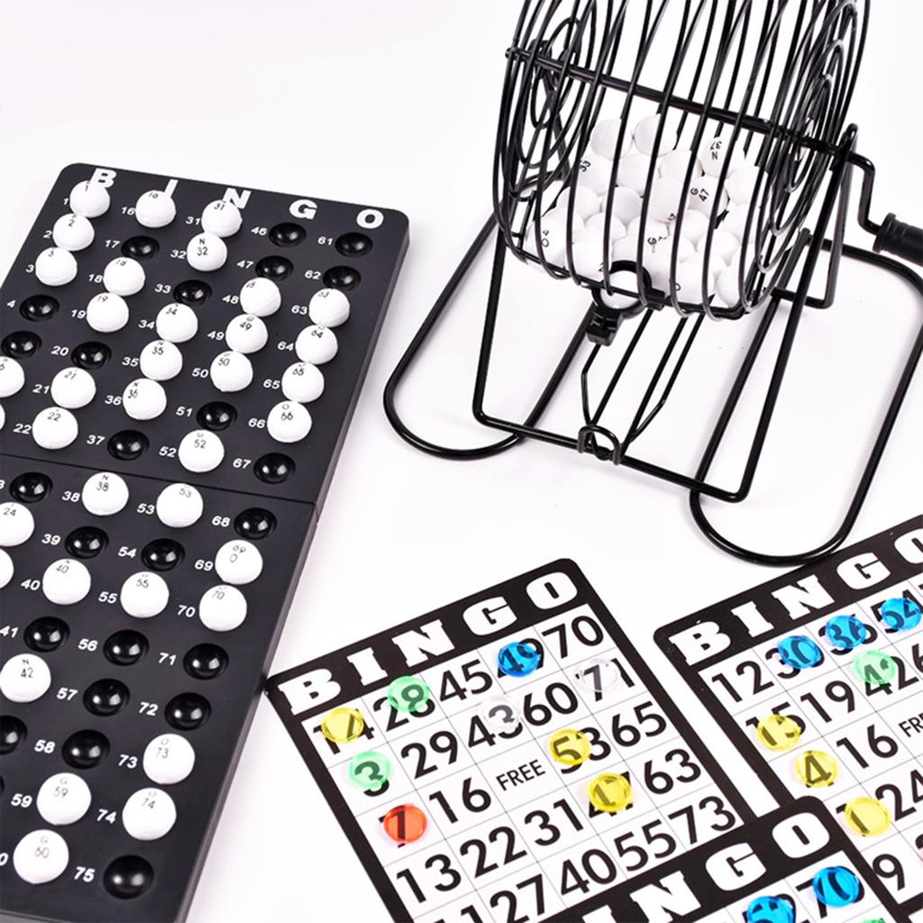 Bingo Game Set with Metal Cage 75 White Bingo Balls Bingo Set for Large Groups and Parties