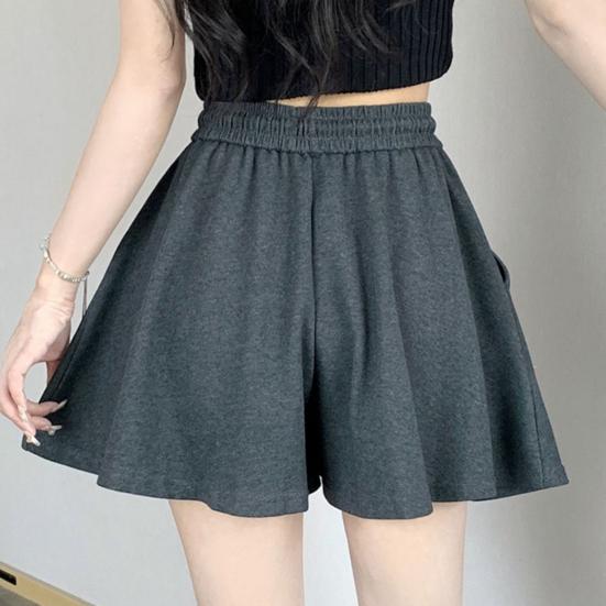 Женские летние шорты, эластичные, с высокой талией, регулируемые, с завязками, повседневные шорты с карманами, однотонные, широкие шорты