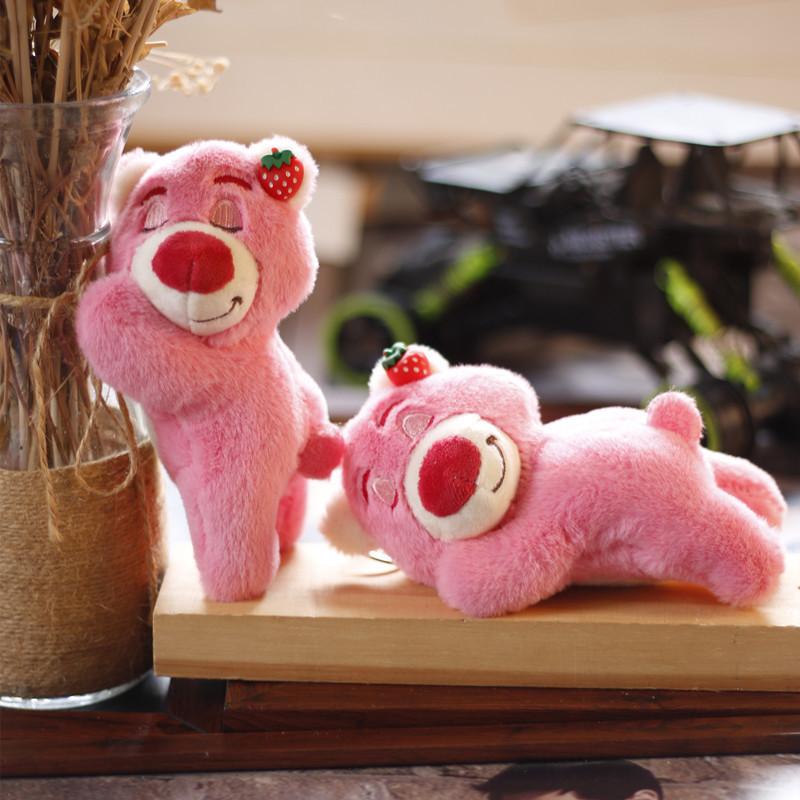 Charming Pink Bear Plush Keychain Soft Short Plush Stuffed Animal