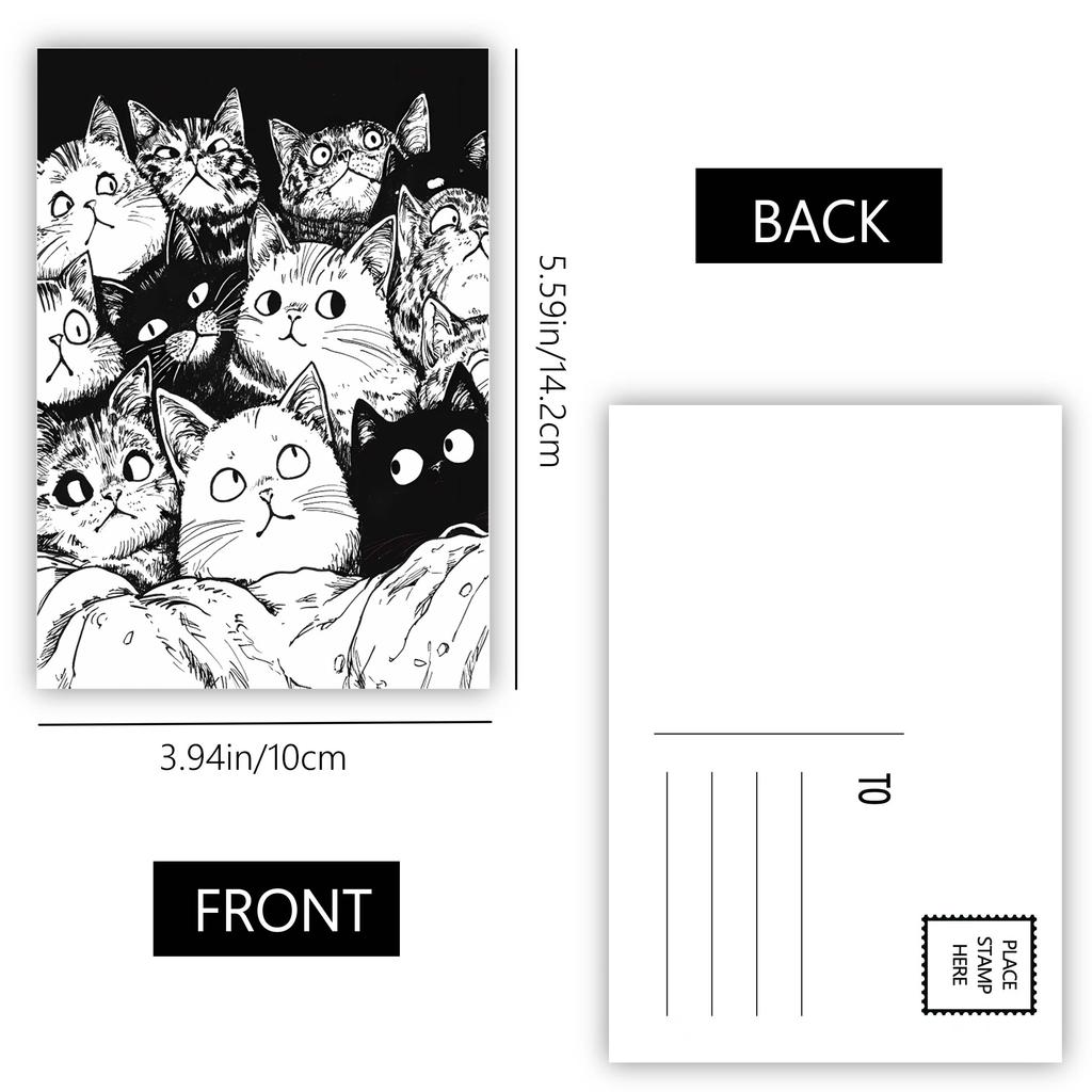 32 шт., комичные кошачьи открытки, наклейки на стену, почтовые карточки, поздравительные открытки, DIY открытки, сувенирные открытки, декоративные элементы