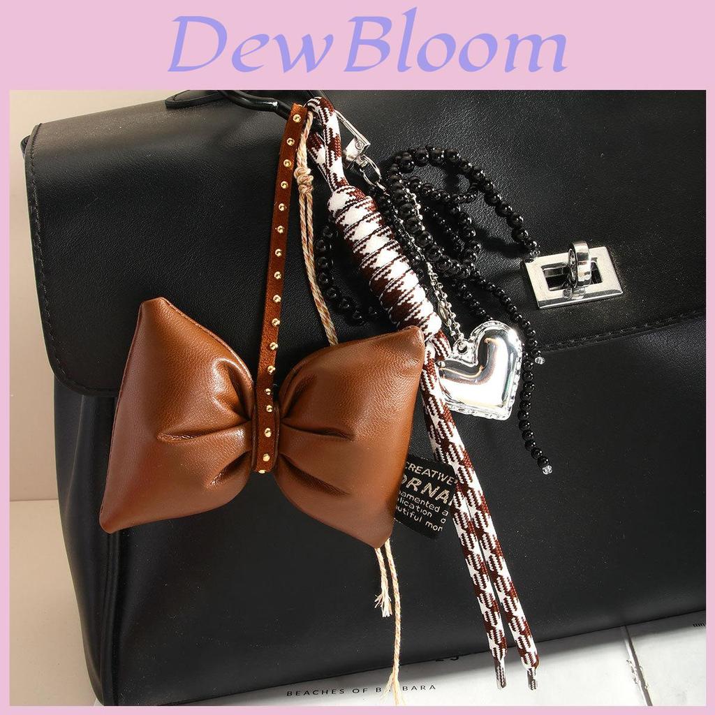 Handmade Pearl Butterfly Heart Bag Charm With Brown Bow For Fashion Accessories