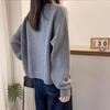 Свитер с круглым вырезом, свободный пуловер с длинными рукавами для женщин, однотонный трикотаж для осени и зимы, утолщенный базовый слой, повседневный вязаный свитер-топ