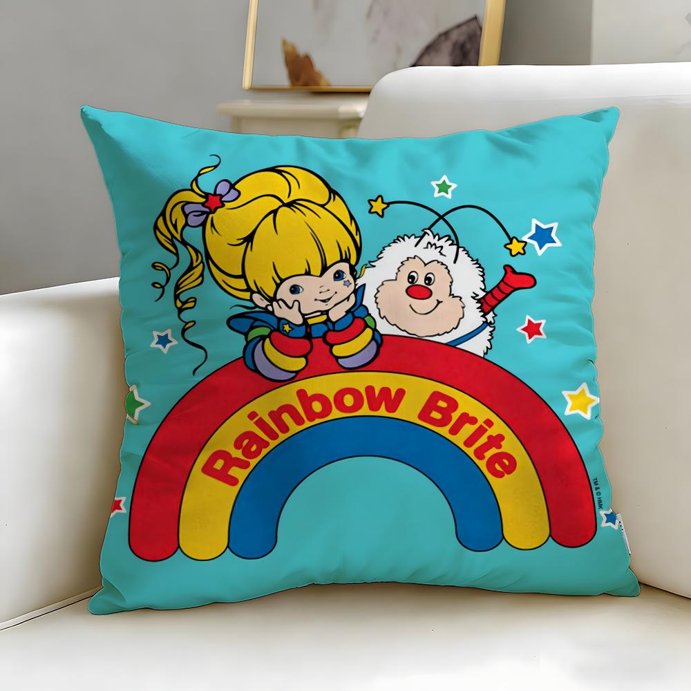 classic cartoon Rainbows Brite Cushion Cover Soft EasyWash Pillow Case Versatile for Couch Bed Travel and Office