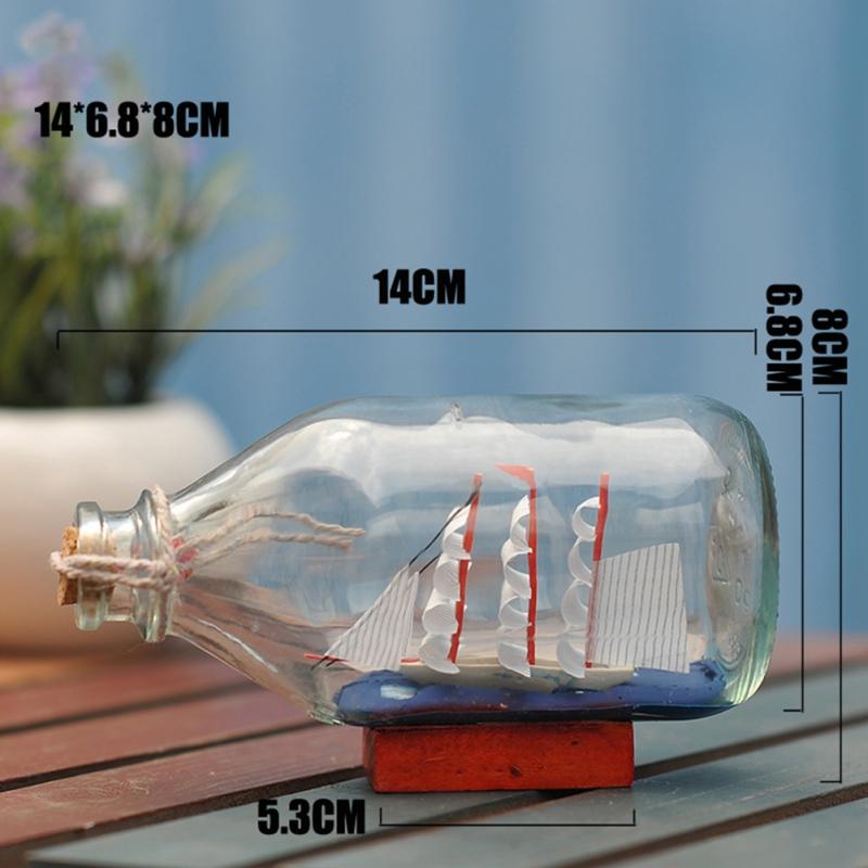 Ship In a Bottle Ocean Style Sailing Model DIY Desktop Home Decor Fairy Garden Glass Decoration Figurines Drift Bottle