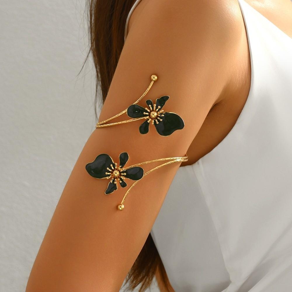 Эмаль Глазурь Ремесло Цветочный Открытый Браслет на Предплечье Золотой Цвет Спиральный Браслет на Руку Новое Открытое Кольцо на Руку Женское