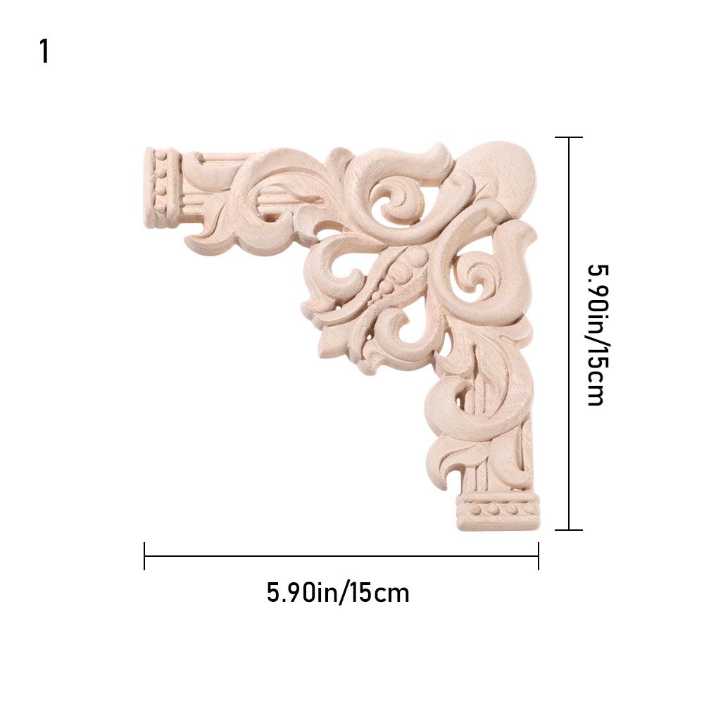 Oak Door Decor Crafts Corner Applique Onlay Decal Carved Wave Flower Decorative Wood Appliques