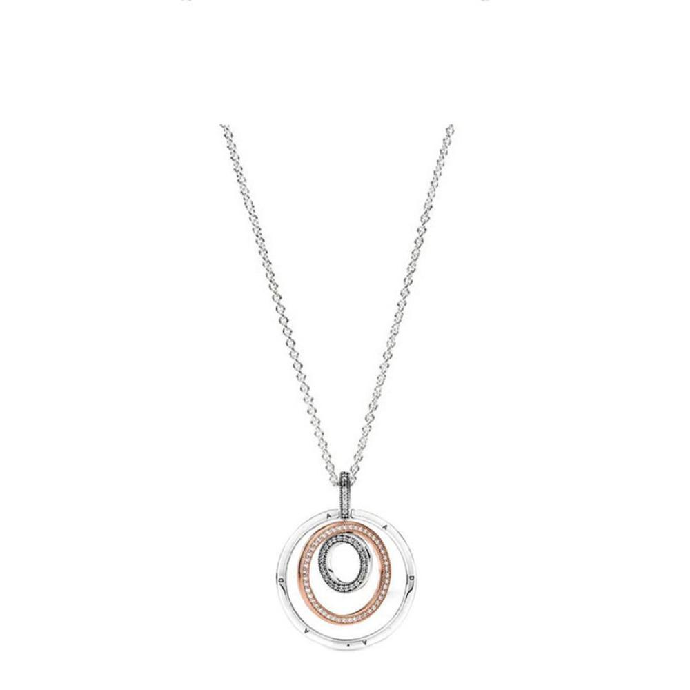 Посеребренное колье с двойным кольцом из серебра 925 пробы, минималистичная цепочка до ключиц, изящные многослойные украшения