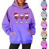 Women's Sweatshirts Round Neck Long Sleeve Christmas Printed Top Solid Color Hoodie