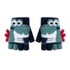 Unisex autumn and winter cartoon cute half finger flip knitted wool cold and warm primary school children's gloves
