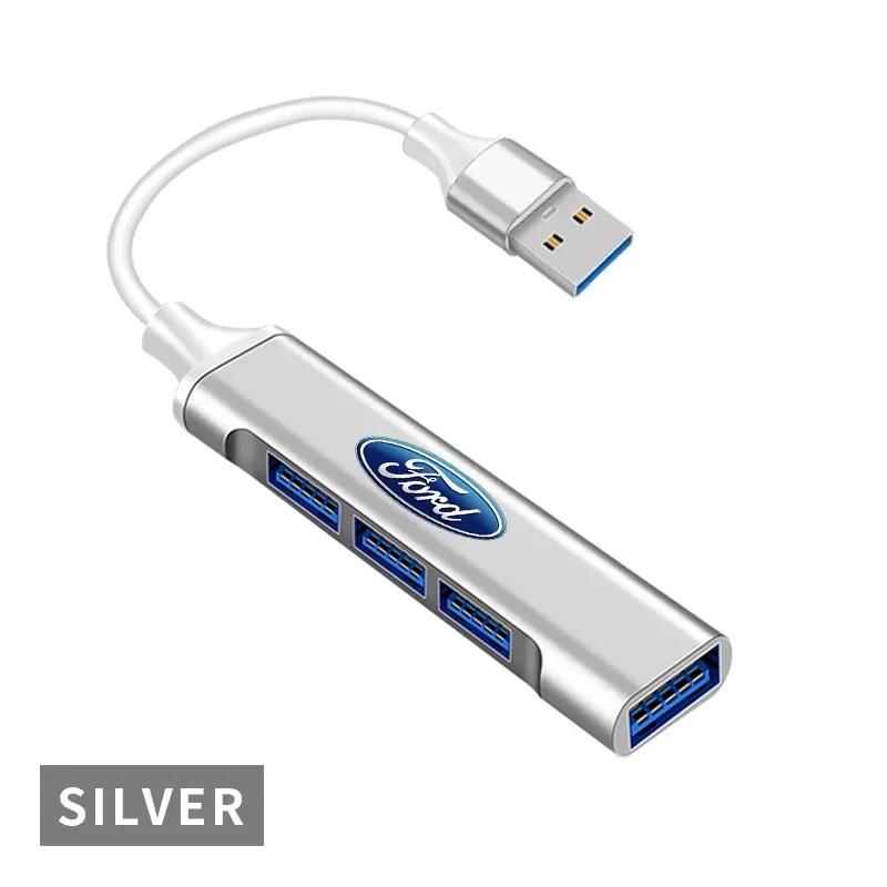 Новая автомобильная наклейка 2026 года Автомобильный USB-C хаб 4-в-1 Док-станция для ноутбука USB-разветвитель Преобразование мультиинтерфейсов Для Ford ST Line Focus 3 Mond