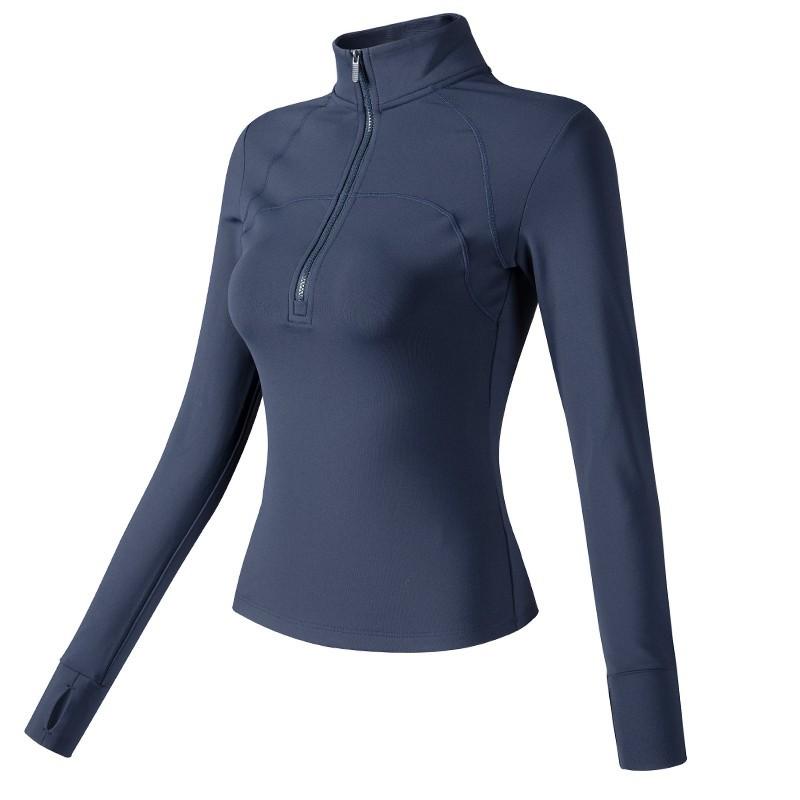 Женская полумолния с подкладкой для йоги, облегающий топ с длинным рукавом, легкая роскошная куртка