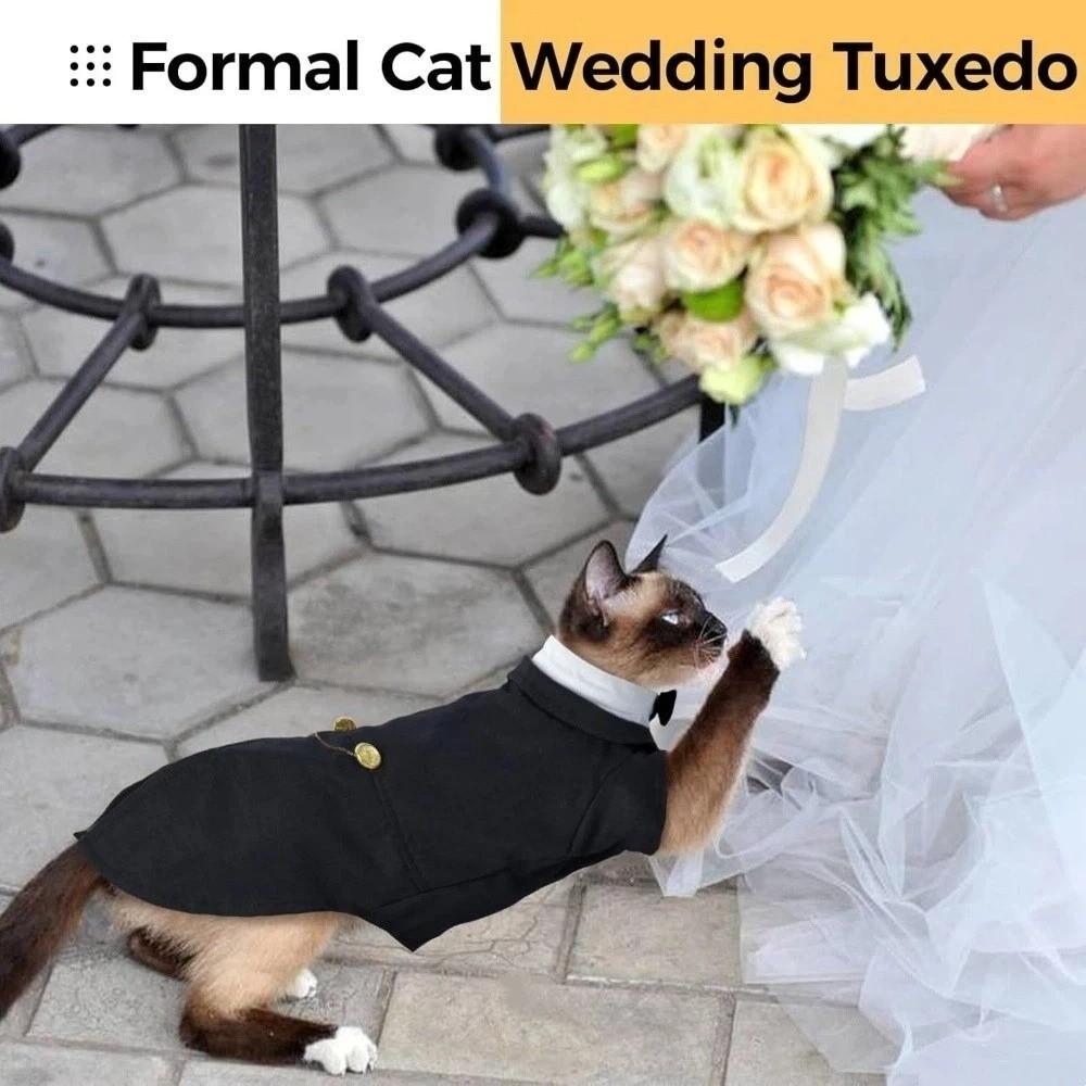 Wedding Dress with Tie Cat Birthday Tailcoat Clothes Formal Attire Small Pet Vest Home