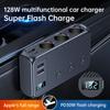 7 In 1 Car Charger 128W Multiple USB Charging Ports Socket Adapter QC-3.0 PD-30W Phone Charger with Switch for Car