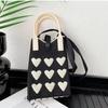 Women Cartoon Knitted Handheld Outdoor Crossbody Bag Leisure Cute Inclined Shoulder Bags Snap Button Mobile Phone Bags