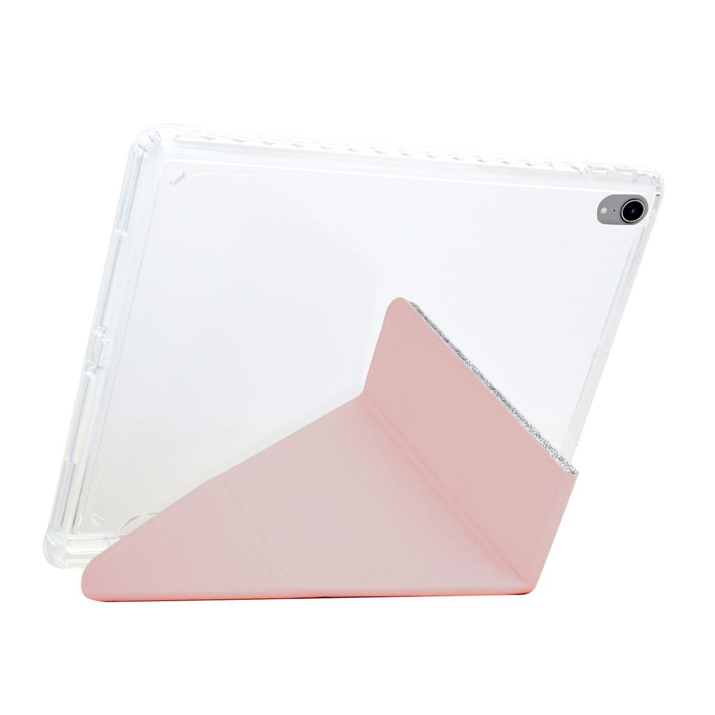 For iPad (2025)/10.9 (2022) Case Y-Fold Stand Glitter Leather TPU Acrylic Clear Tablet Cover