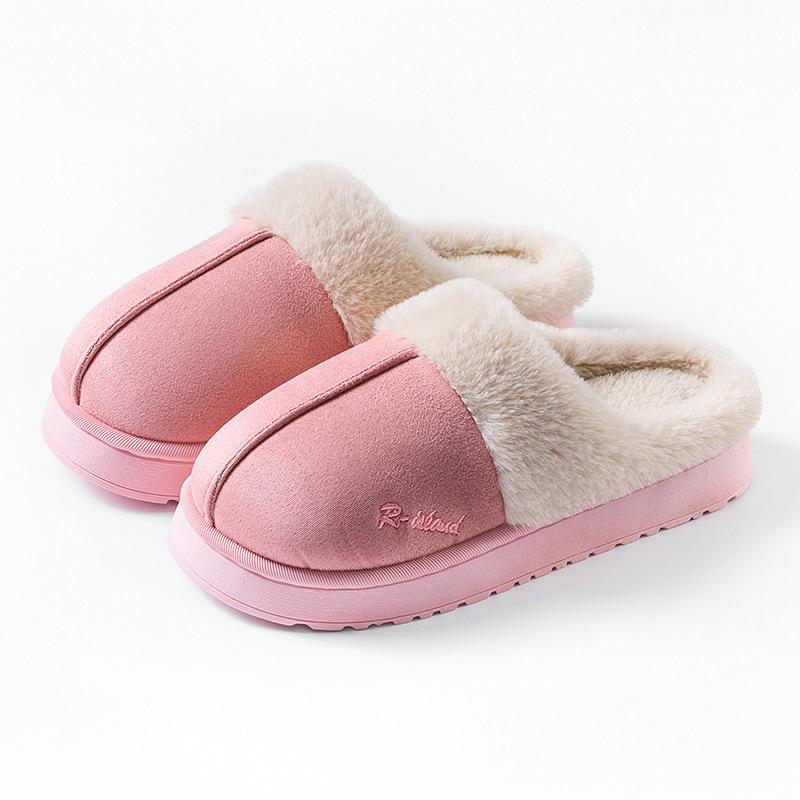 Double Embroidered Cotton Slippers Autumn and Winter Warm and Comfortable Lightweight Soft Cotton Slippers Corduroy Cotton Shoes