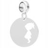 Charms Srebrny Okrągła Blaszka Dziewczynka Girl Rodzina Family Srebro 925