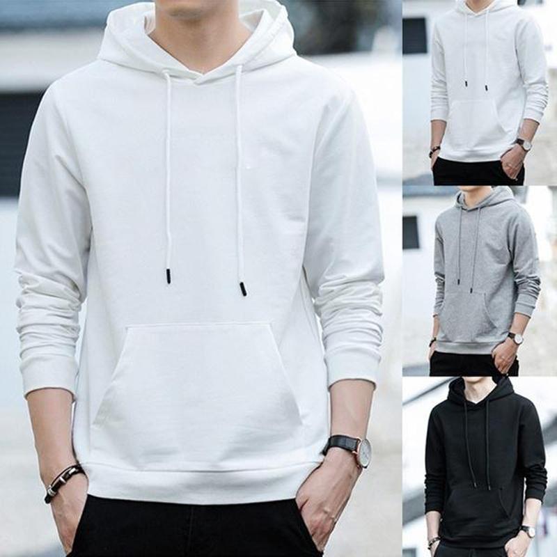 Новый однотонный мужской модный осенне-зимний свитер, повседневная толстовка с капюшоном