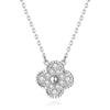 Luxury Full Diamond Four-Leaf Clover Gold & Sterling Silver Necklace