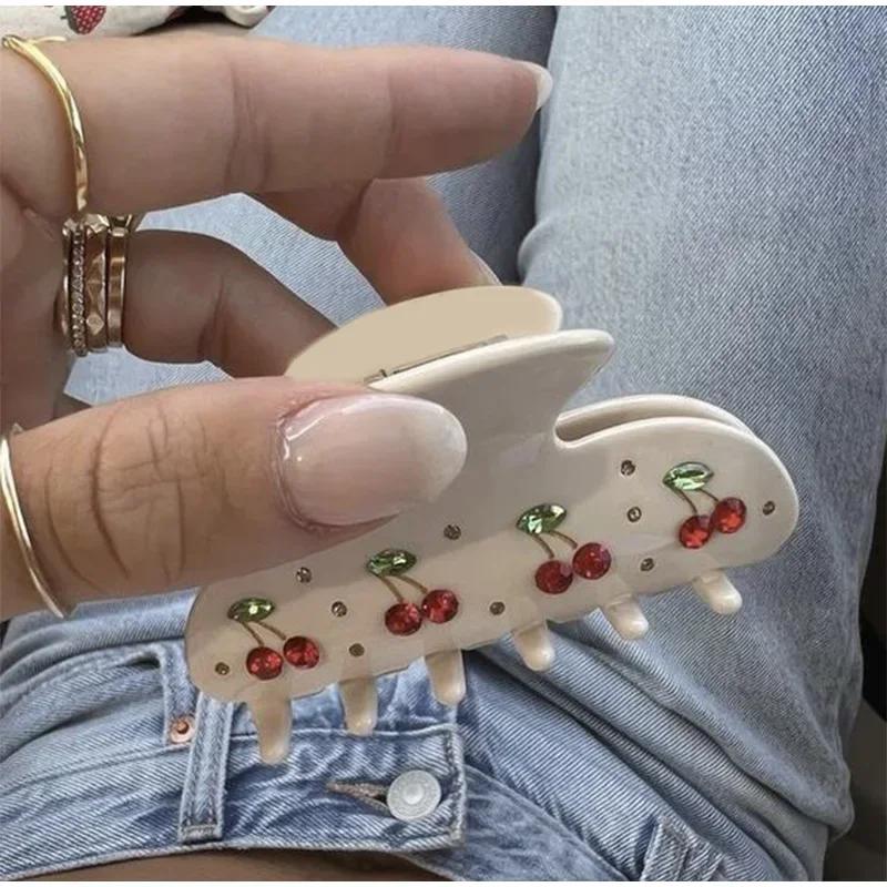 Винтажная 8 см фруктовая вишня кристалл волос коготь для женщин корейский элегантный ацетат коготь клип популярные заколки для волос аксессуары для волос